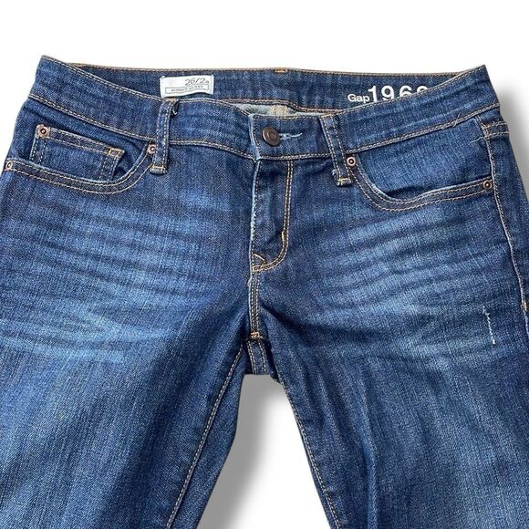 Gap 1969 Always Skinny Jeans Women’s Size 26 /2a Dark Wash Distressed Denim - Picture 3 of 13